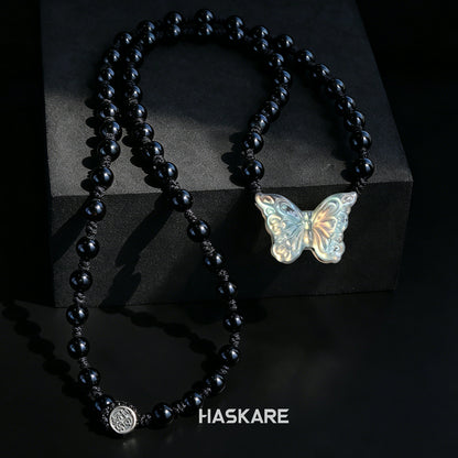 Lapis Lazuli Butterfly Pendant Bead Necklace
