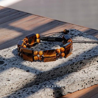 Tiger Eye Square Flated Bead Bracelet