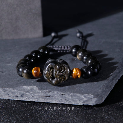 Obsidian Buddha Bracelet (8mm)