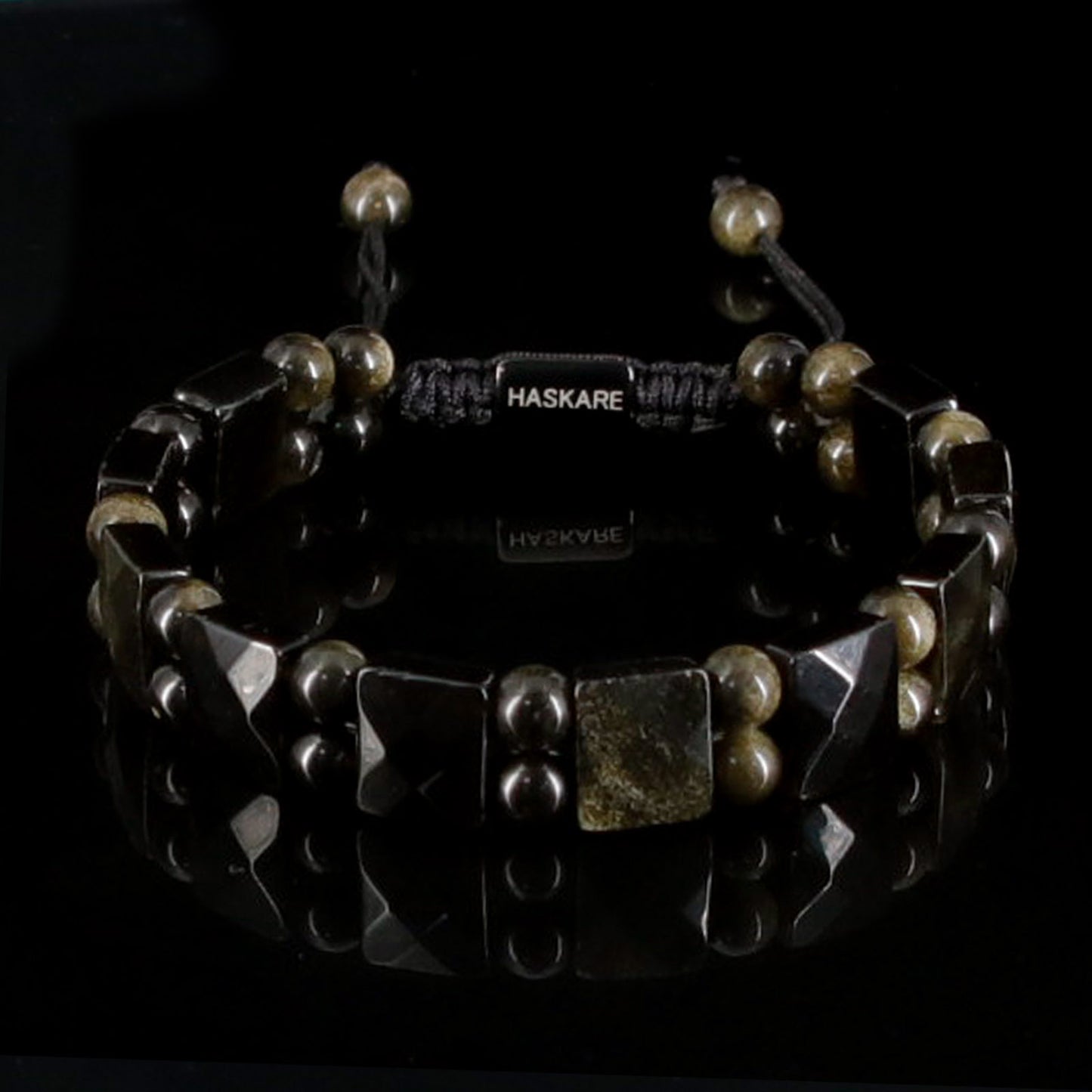 Golden Obsidian Flatbead Track Bracelet