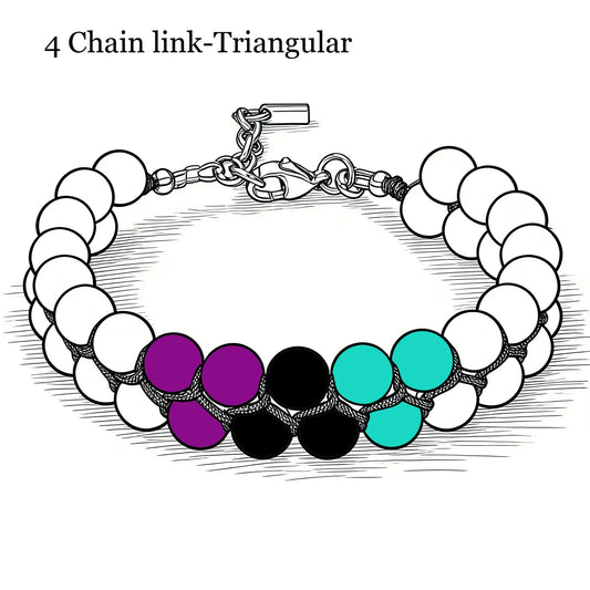 7.5inch-DoubleRow-Triangle Arrangement- 6MM Amethyst/ Onyx/Amazonite /Tourmaline Beads - Chain Link - Bracelet