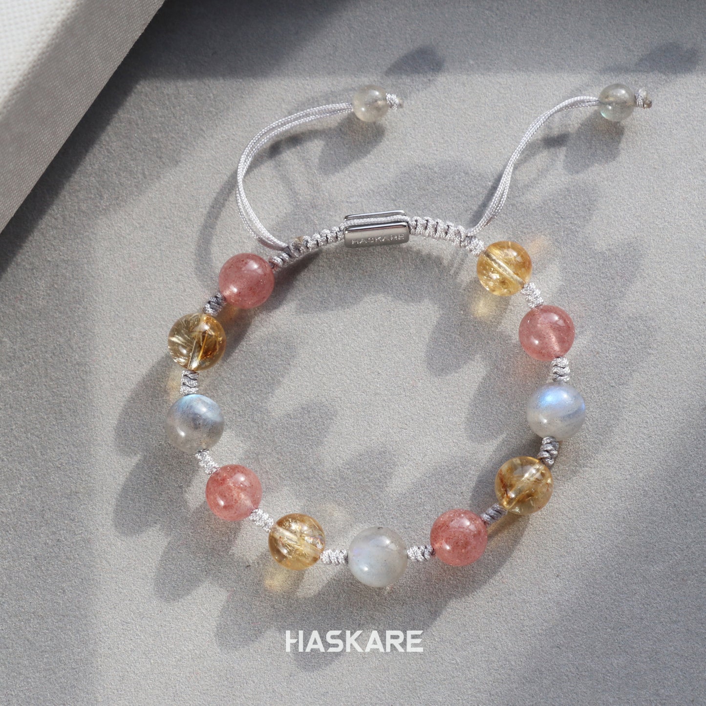 Citrine, Strawberry Quartz, and Tourmaline Bracelet