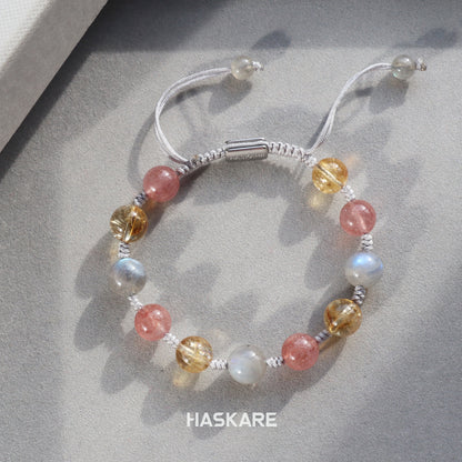 Citrine, Strawberry Quartz, and Tourmaline Bracelet