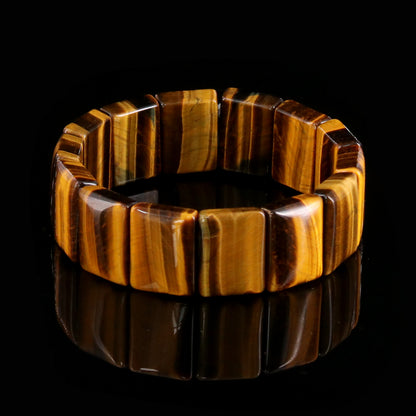 Yellow Tiger Large Rectangular Bead Bracelet