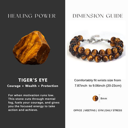 7"Tigers Eye Bracelet 2Row (316L Stainless Steel)