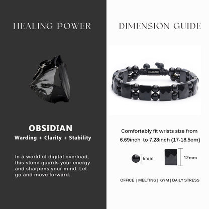 Black Obsidian Flated Bead Bracelet