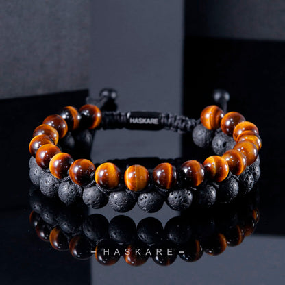 Lava Tiger Eye Bracelet Stacked (8mm)