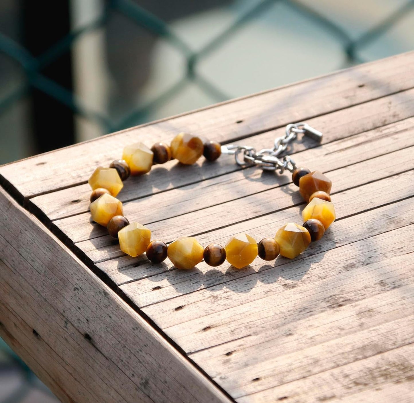 Golden Tiger Eye  Bracelet Durable Wire Strand 7.5"