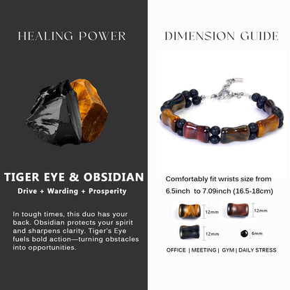 8.5"Multicolored Tiger Eye Durable Wire Bracelet