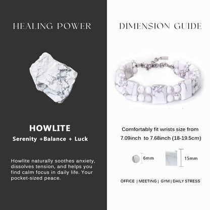 7.5" Durable Adjustable Howlite Bracelet