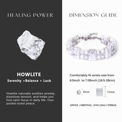 7.5" Durable Adjustable Howlite Bracelet