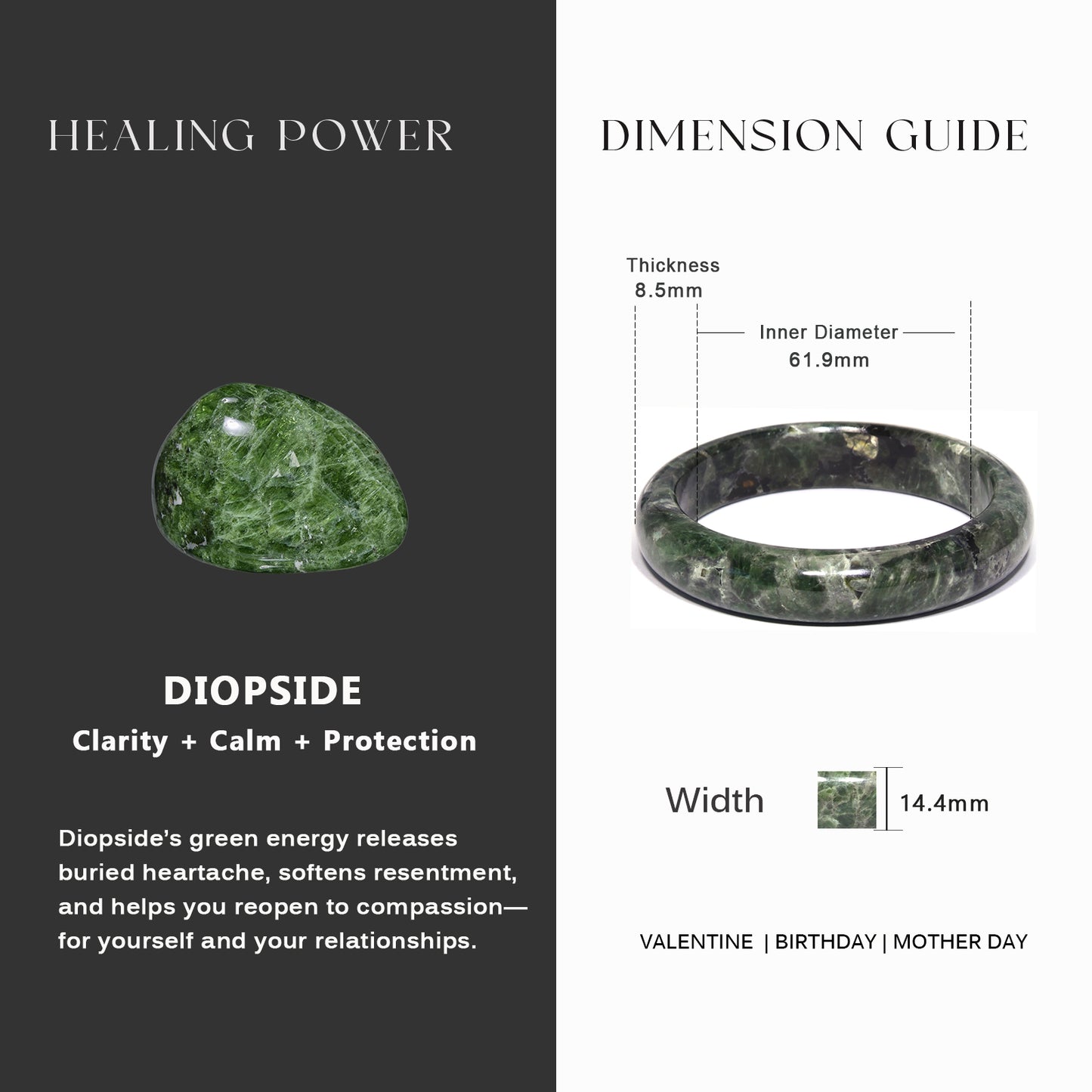 24  Natural Diopside Bangle