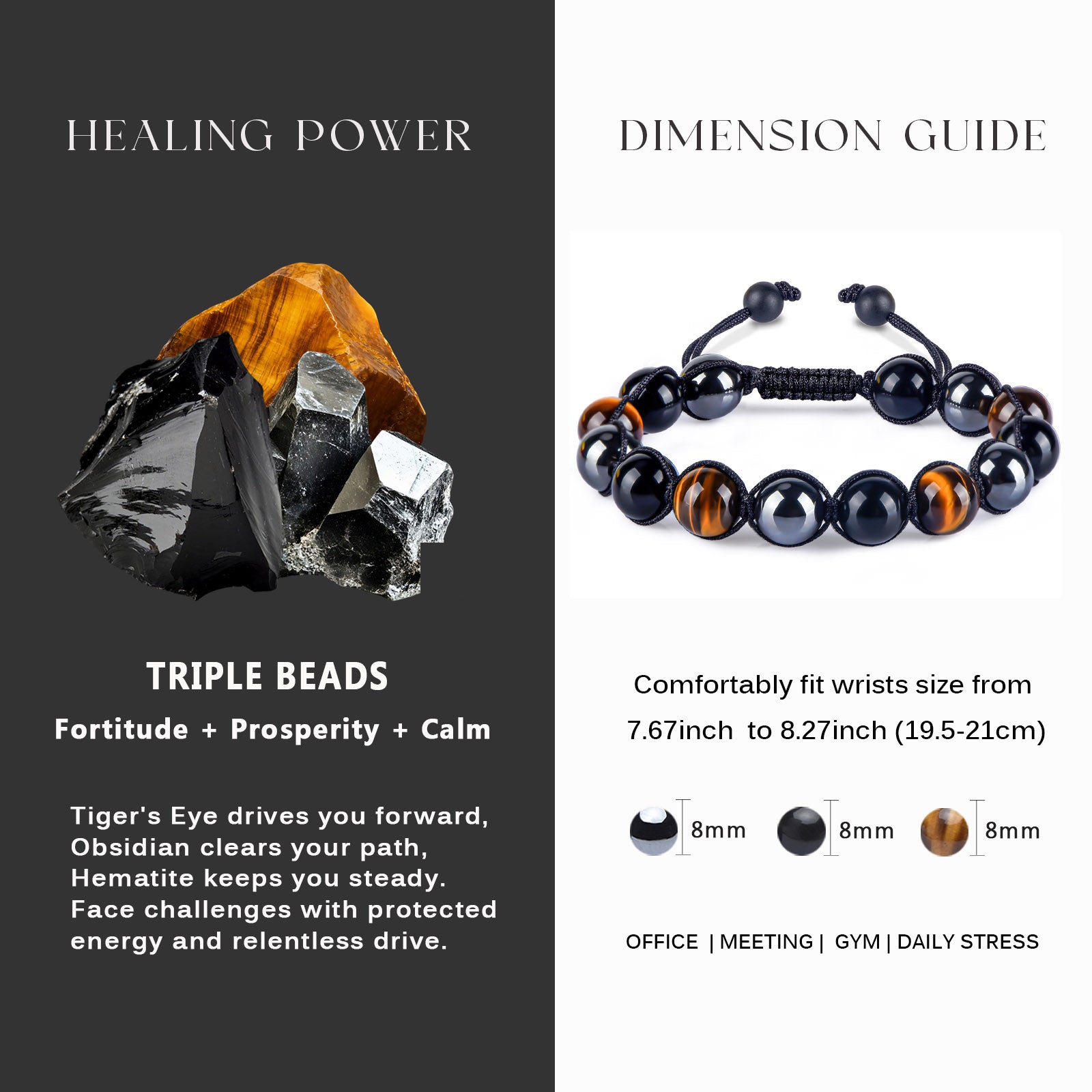 Askari ブレスレットハンドメイド　10mm Triple Prtoection Beaded Bracelet (10mm) – HASKARE