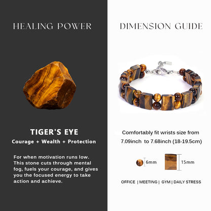 Tiger Eye Flatbead Bracelet with Clasp 7.5"