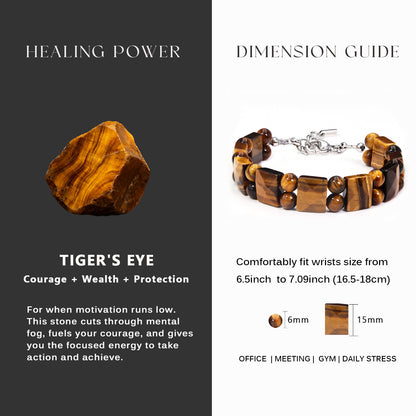 Tiger Eye Flatbead Bracelet with Clasp 7.5"