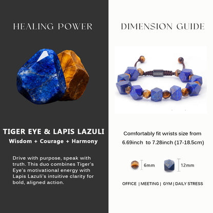 7.5"Tiger Eye Lapis Lazuli  Bracelet