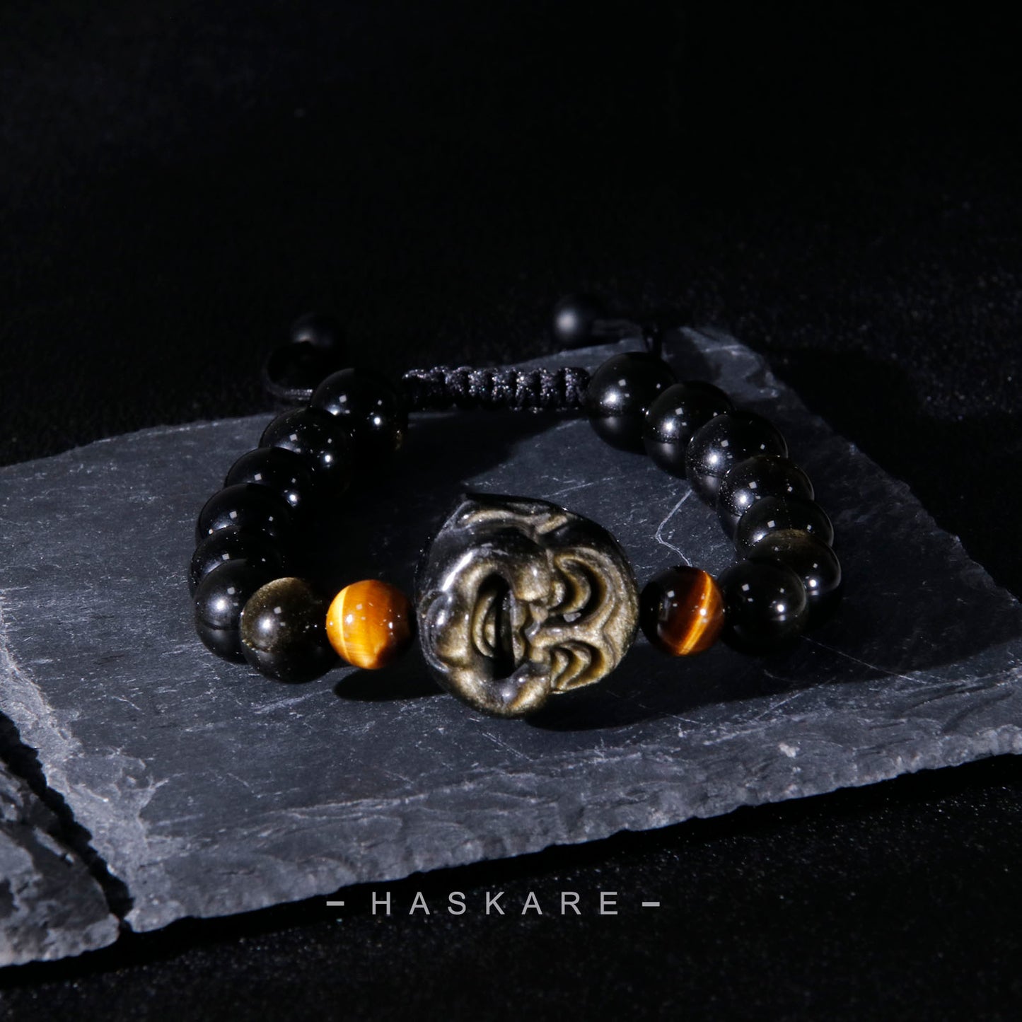 Obsidian Buddha Bracelet (8mm)