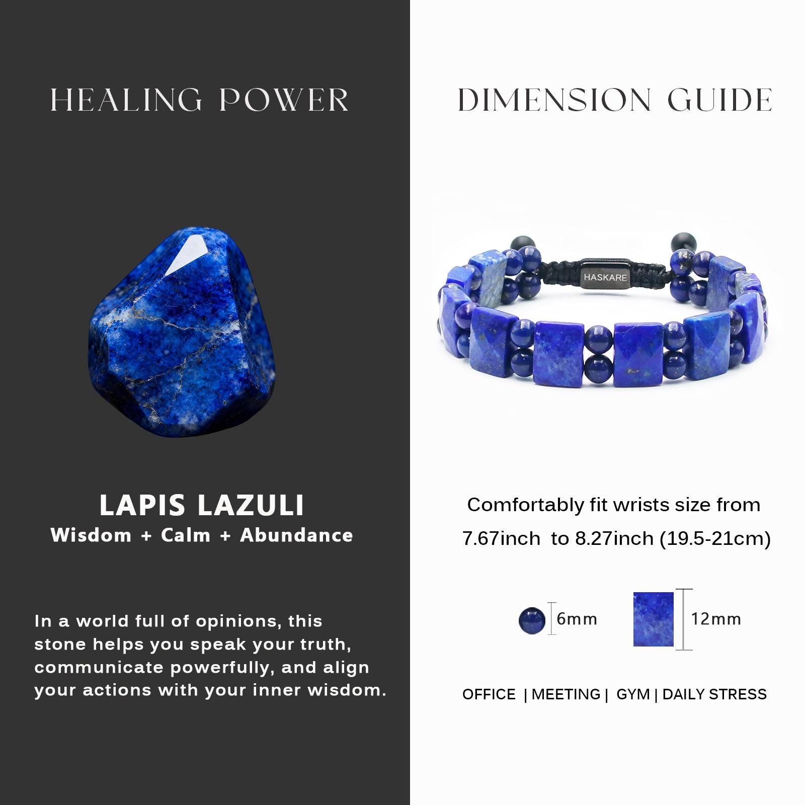 Lapis Lazuli Flatbead Track Bracelet – HASKARE