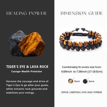 Lava Tiger Eye Bracelet Stacked (8mm)