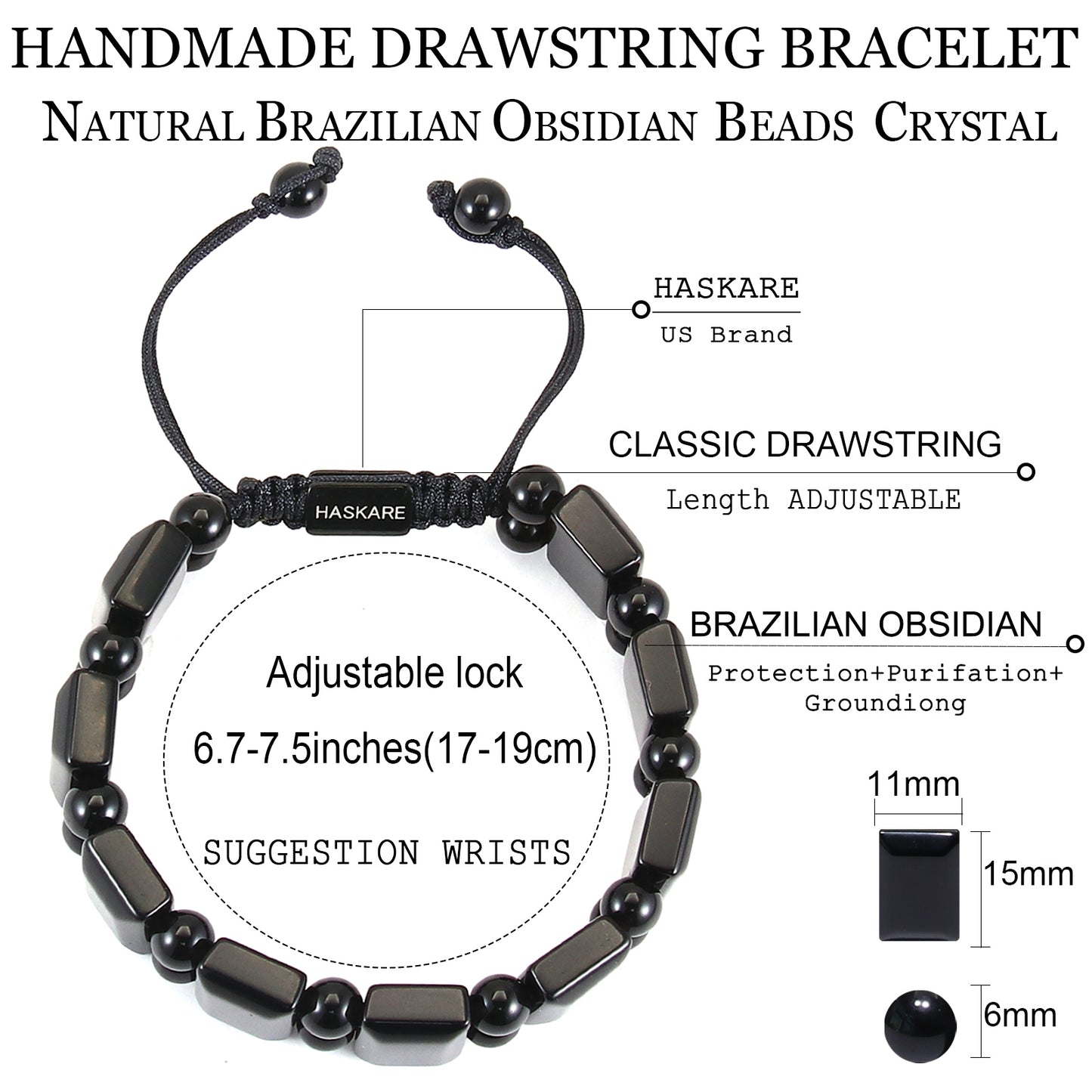 Bold Black Obsidian Bracelet(Medium)