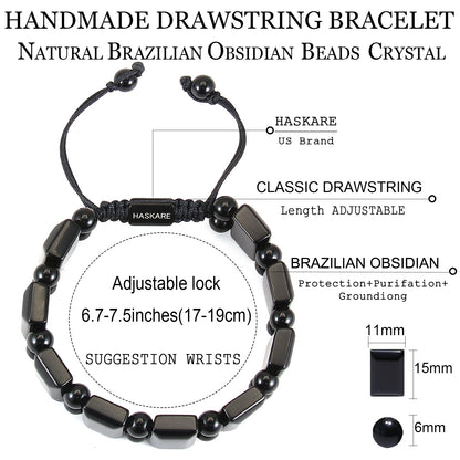 Bold Black Obsidian Bracelet(Medium)