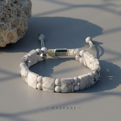 Howlite Flated Bracelet for Mens