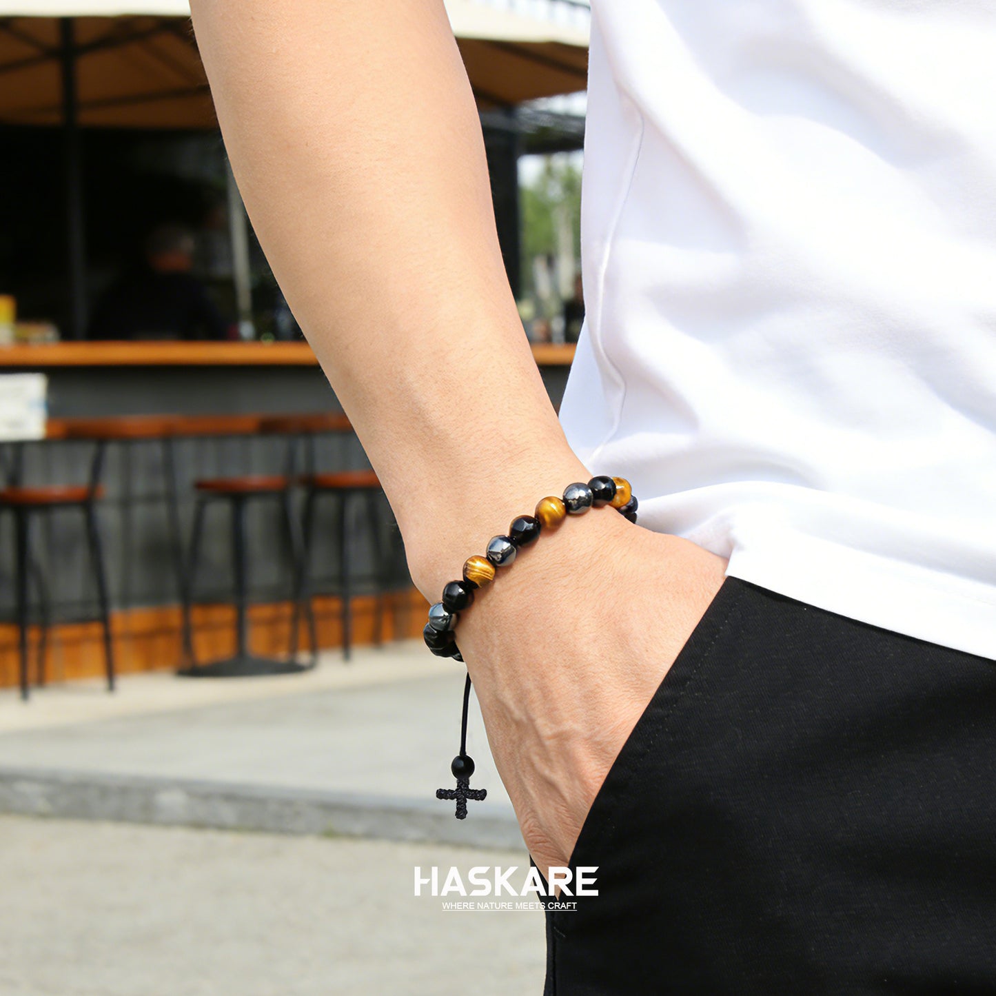 Triple Protection Cross Beads Bracelet