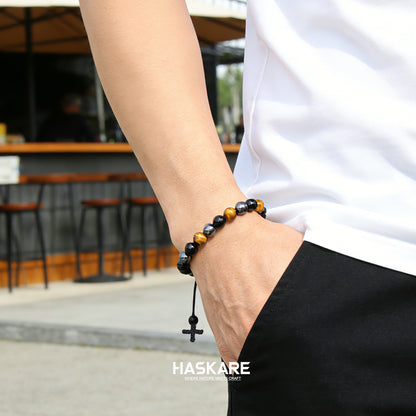 Triple Protection Cross Beads Bracelet