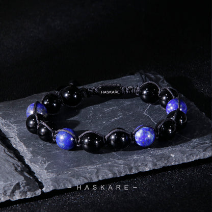 Lapis Lazuli & Obsidian Bracelet (10mm)