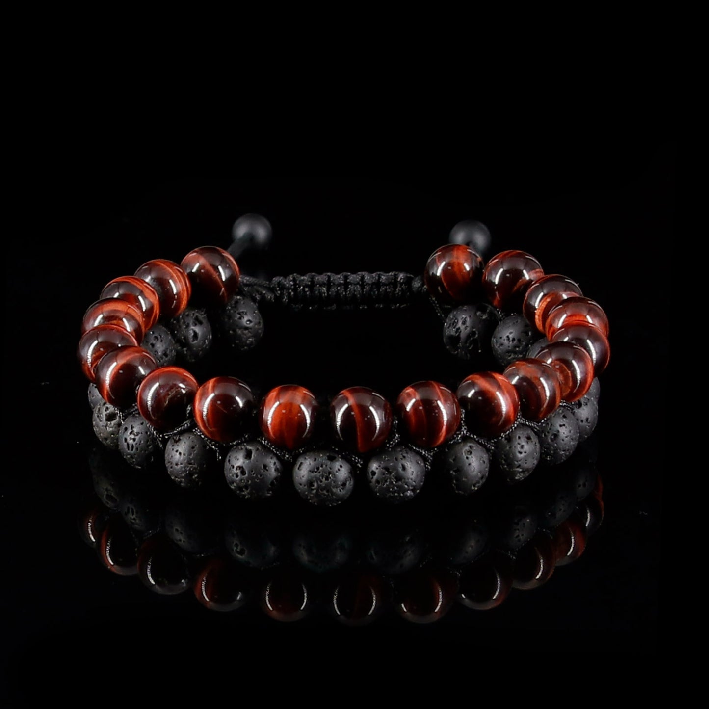 Red Tiger's Eye ,Lava Rock Double layer Bracelet