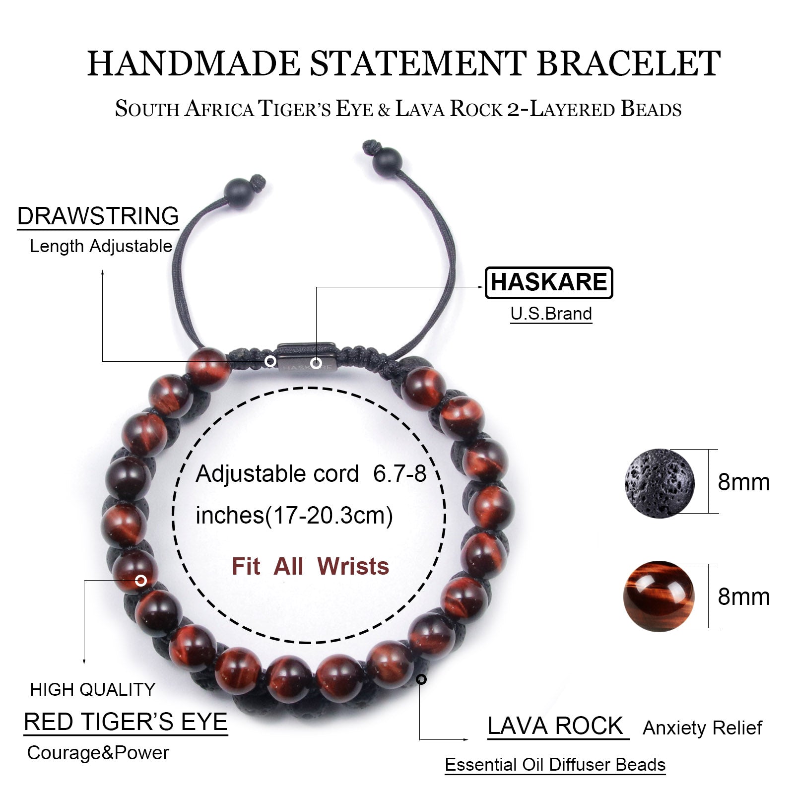 Red Tiger's Eye & Sterling high quality Silver Lava Bead Diffuser Bracelet w/Puffed Dotted Flower and COURAGE Heart Charm – SOLFUL NATURE Collection