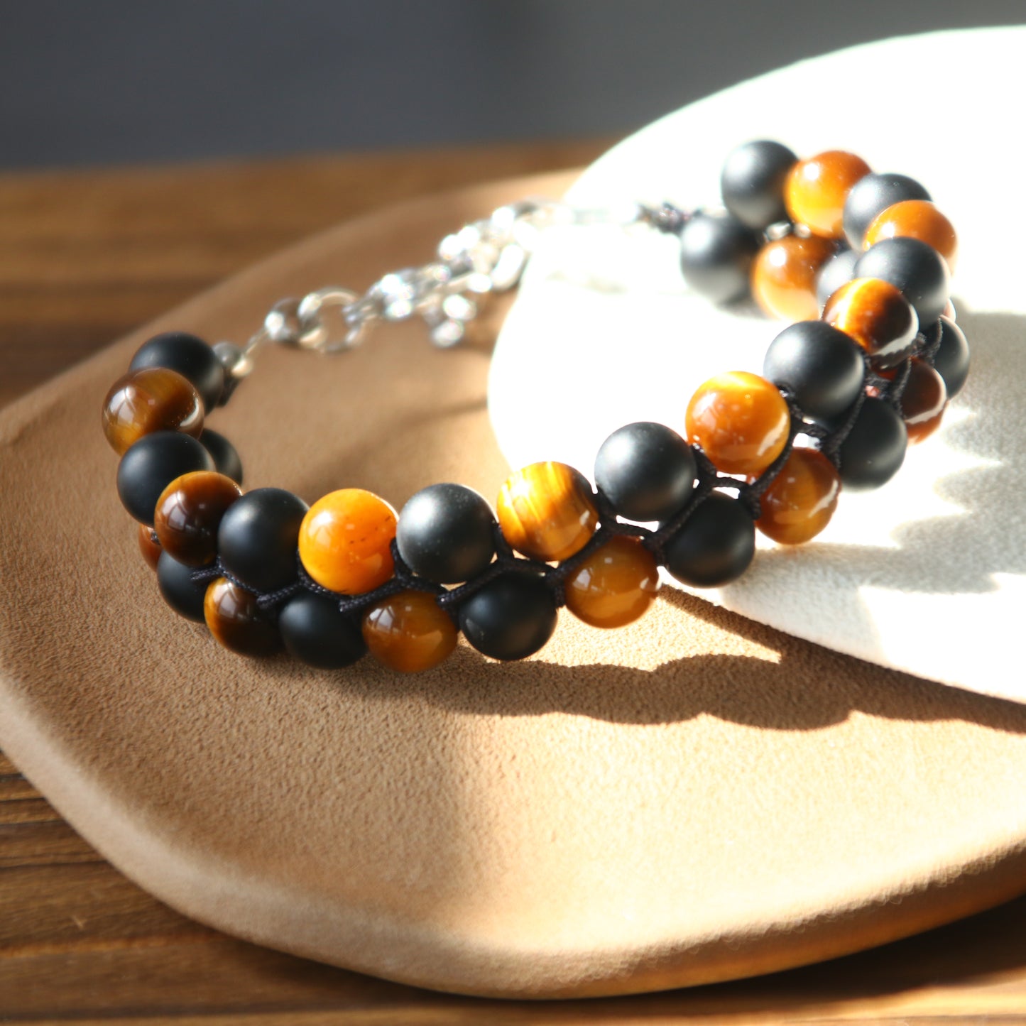 8"Tigers Eye Matt Onyx Bracelet