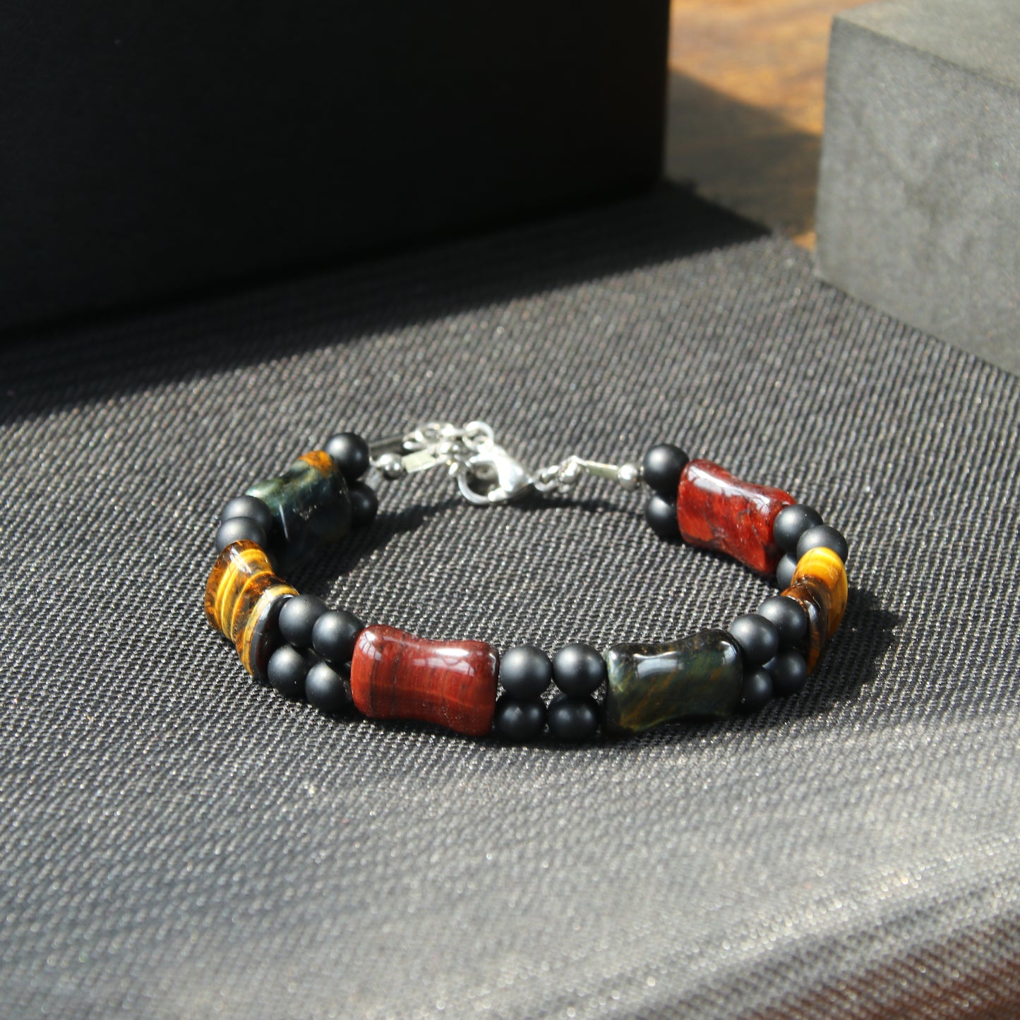 8.5"Multicolored Tiger Eye Durable Wire Bracelet