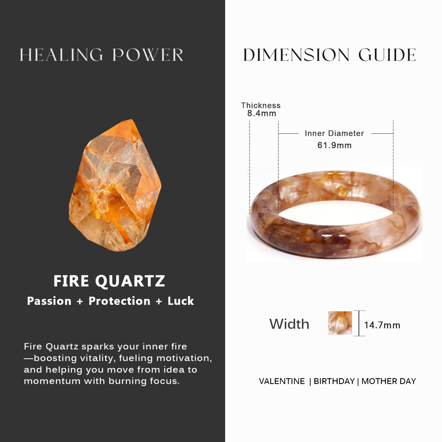 30  Natural Fire Quartz Bangle