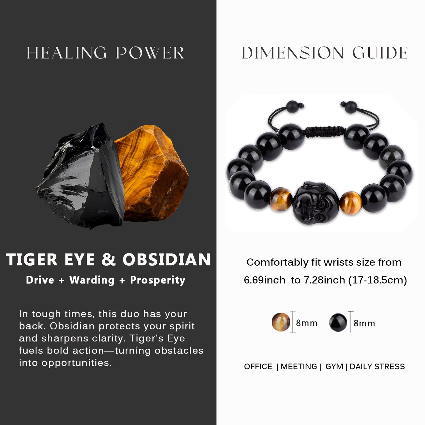 Obsidian Buddha Bracelet (8mm)