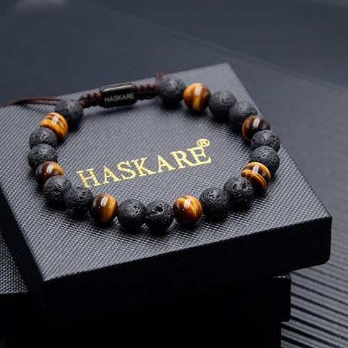 Lava Tiger Eye Cross Bracelet (8mm)