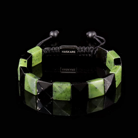 Canadian Jade Black Obsidian Square Beaded Bracelet
