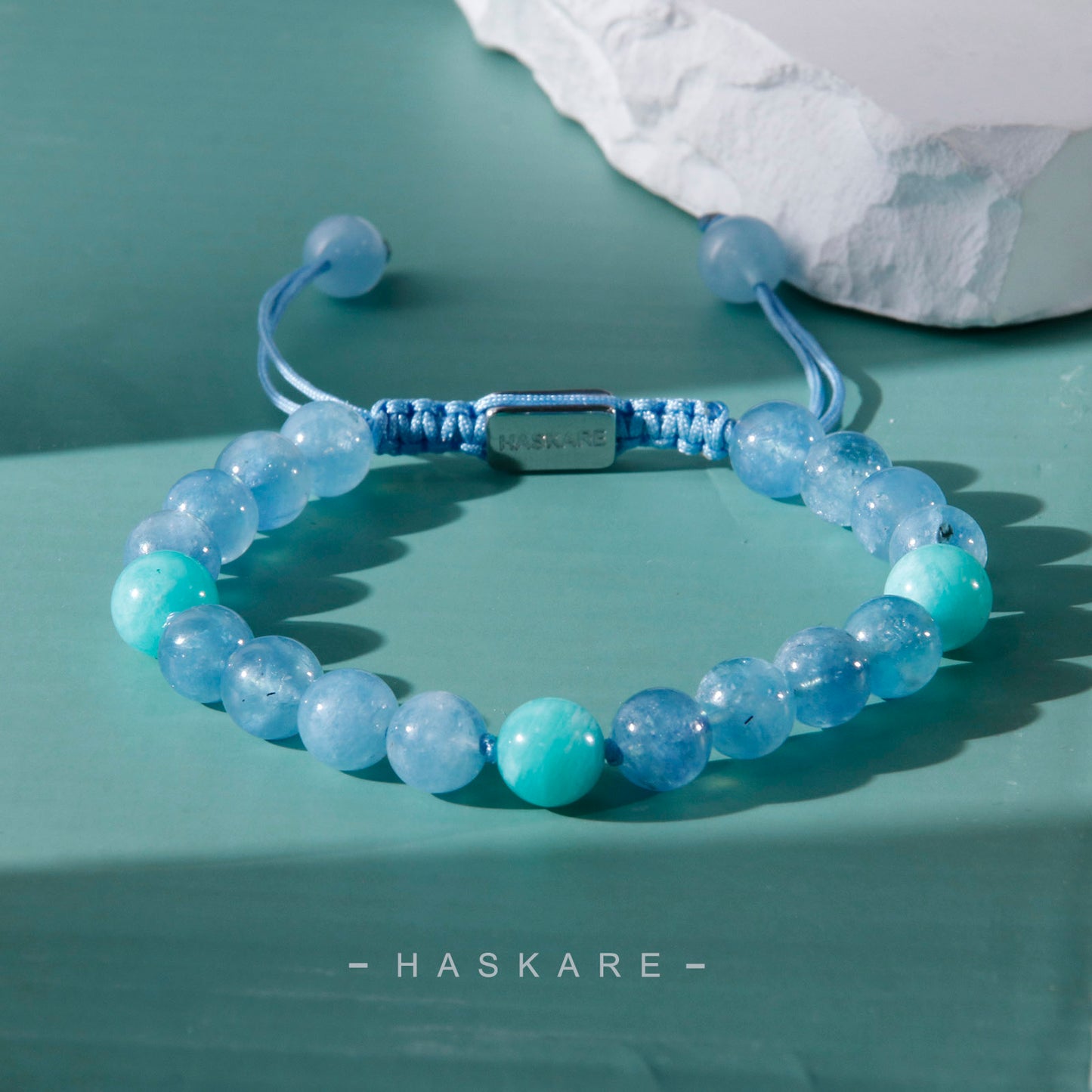 Aquamarine & Amazonite Mix Beads Bracelet (8mm)