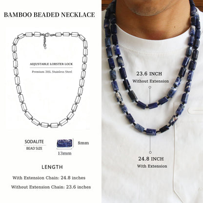 Mens Blue Sodalite Necklace  (23.6-24.8 inches)