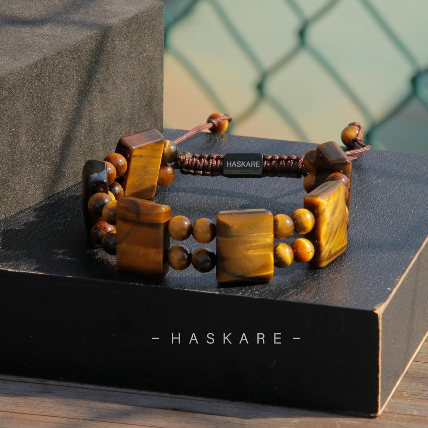 Yellow Tiger Square Beaded Bracelet