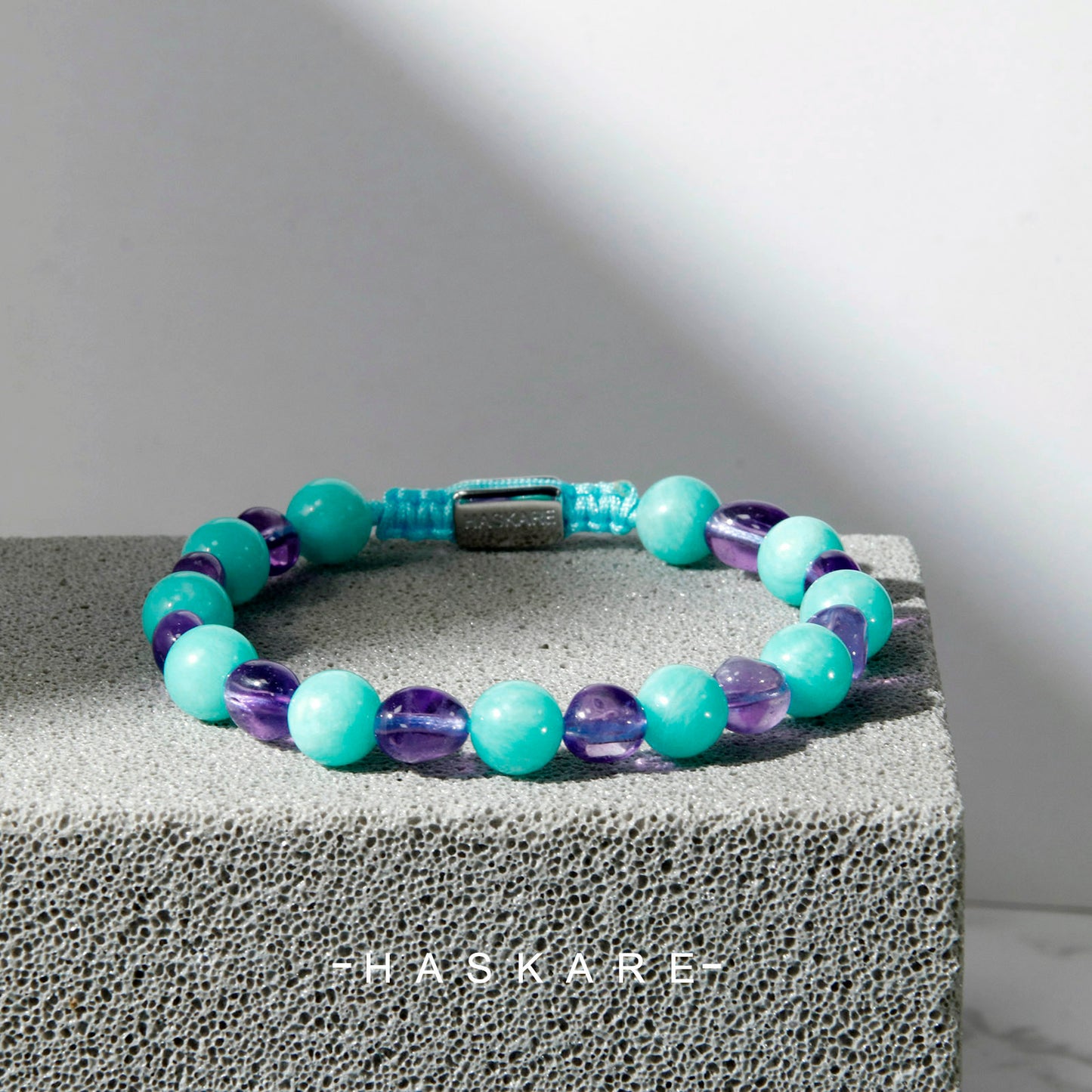 Amazonite & Amethyst Mix Bead Bracelet (8mm)