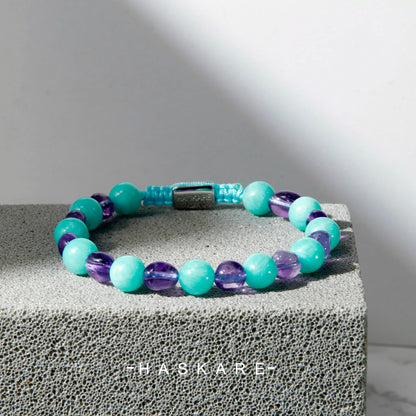 Amazonite & Amethyst Mix Bead Bracelet (8mm)