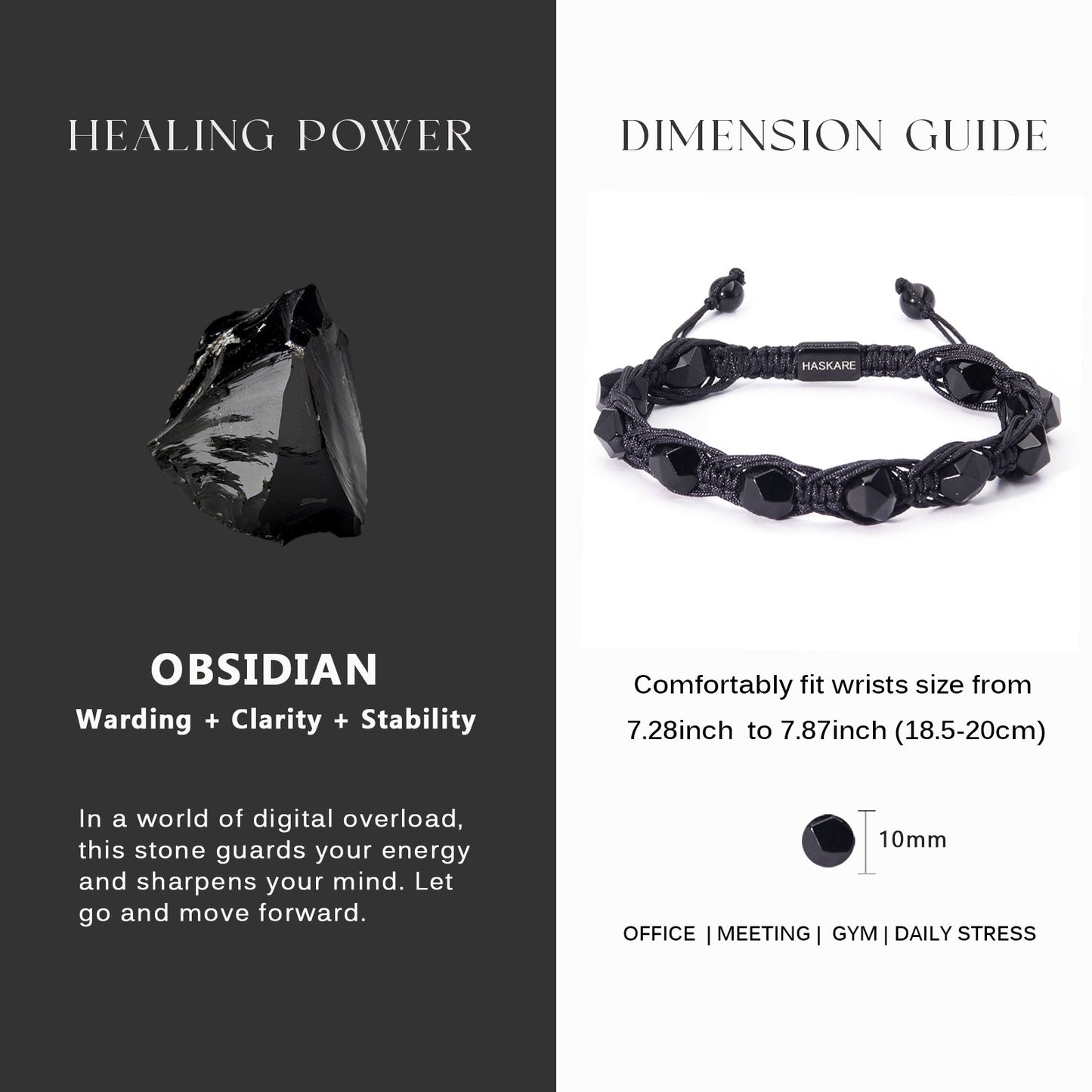Obsidian Faceted Beaded Bracelet