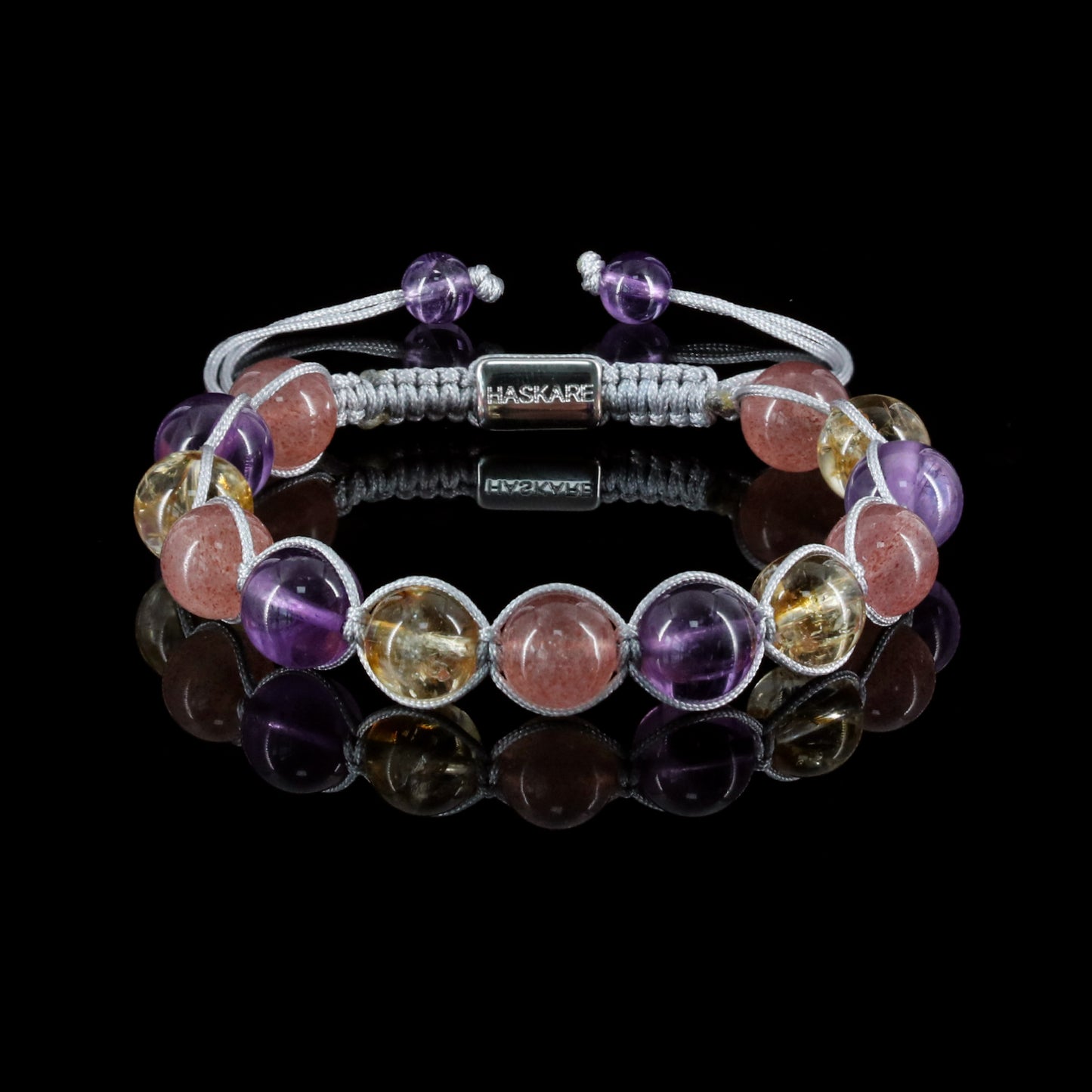 Amphetite, Citrine, and Strawberry Quartz Wrapped Bracelet