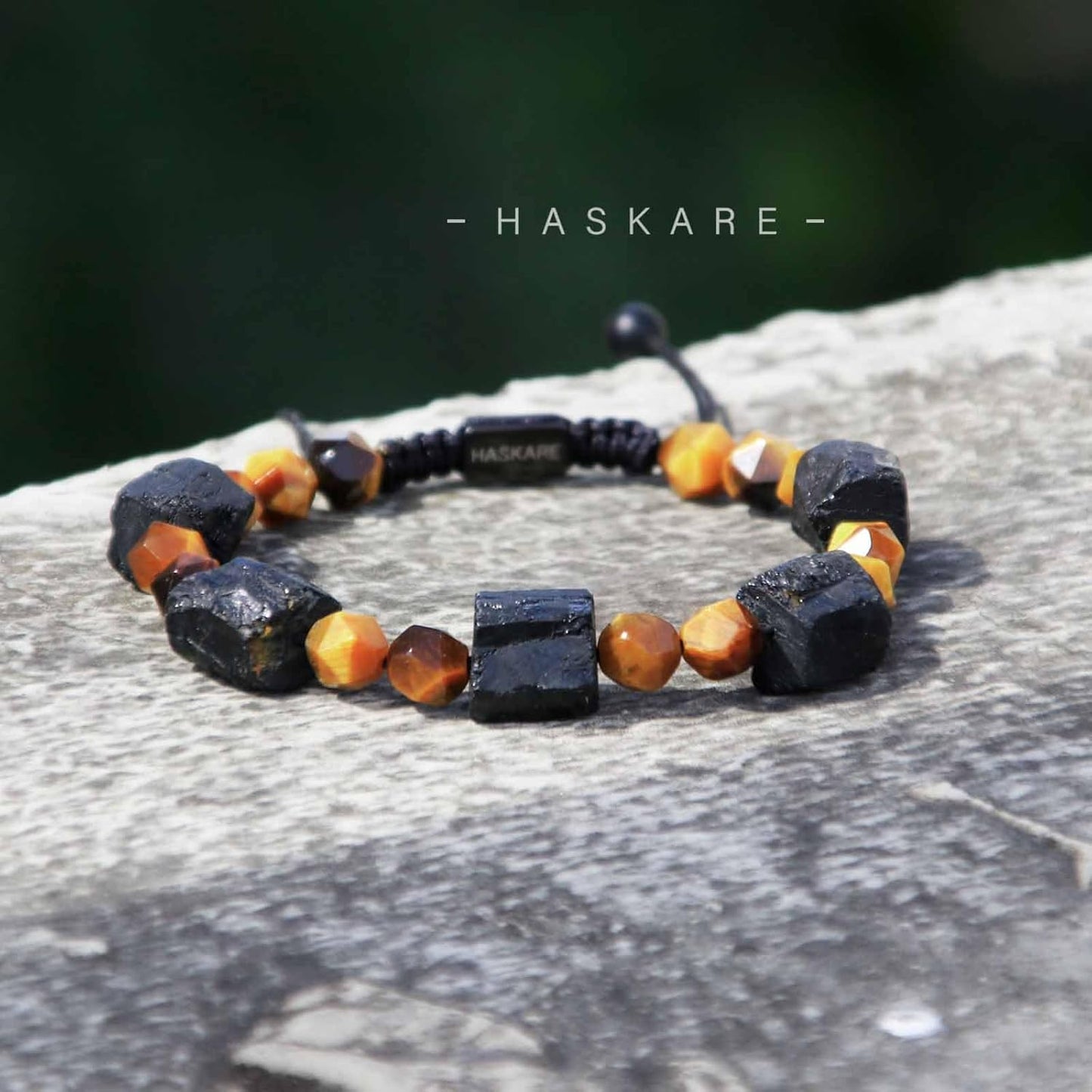 Raw Stone Black Tourmaline Tiger Eye Bracelet