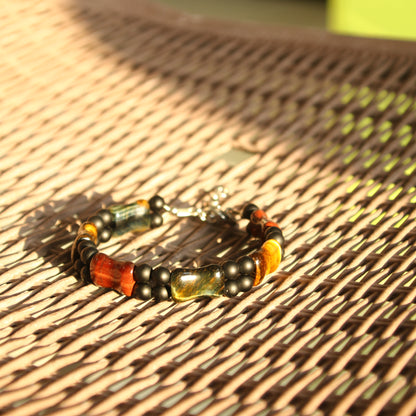 8.5"Multicolored Tiger Eye Durable Wire Bracelet