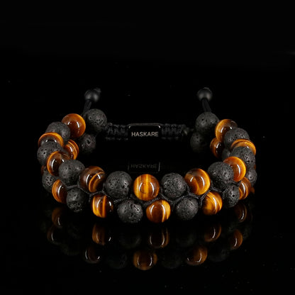 Tiger Eye & Lava Beaded Bracelet Stacked (8mm)