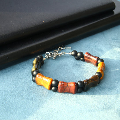 7.5"Multicolored Tiger Eye Durable Wire Bracelet