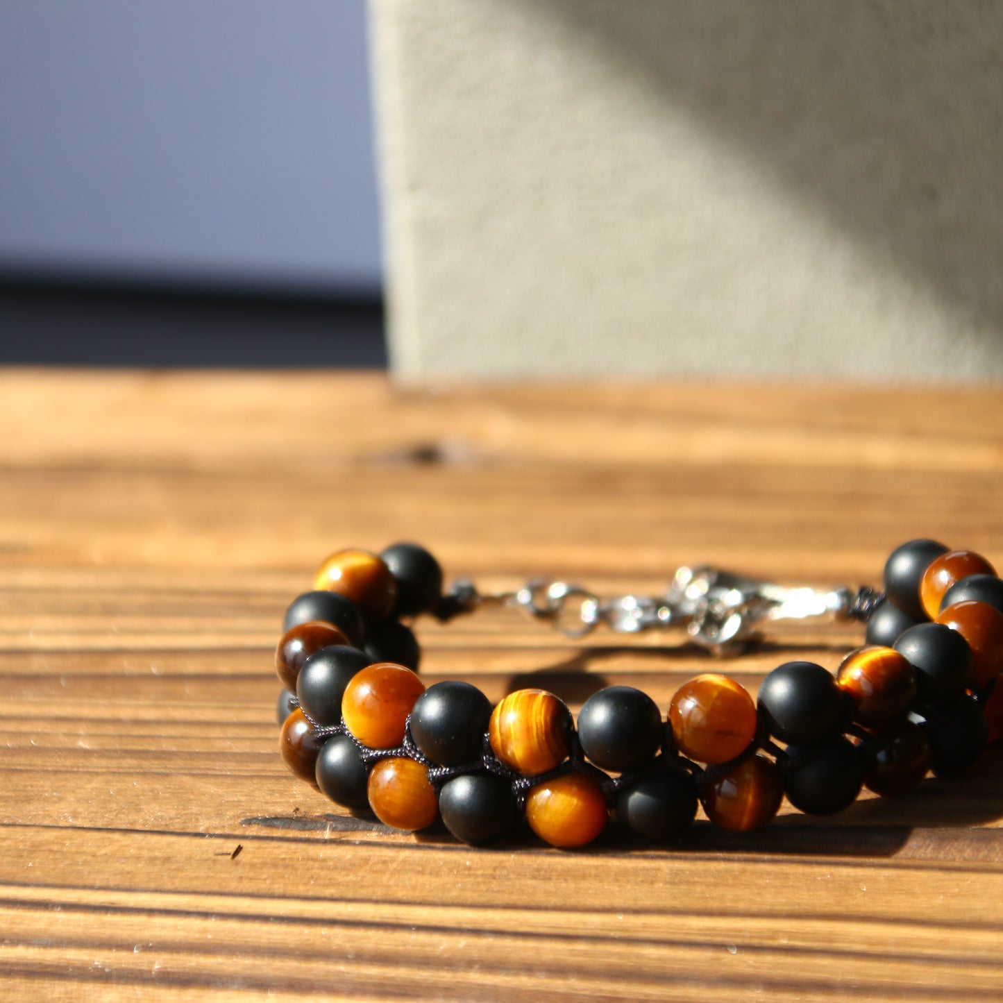 8"Tigers Eye Matt Onyx Bracelet