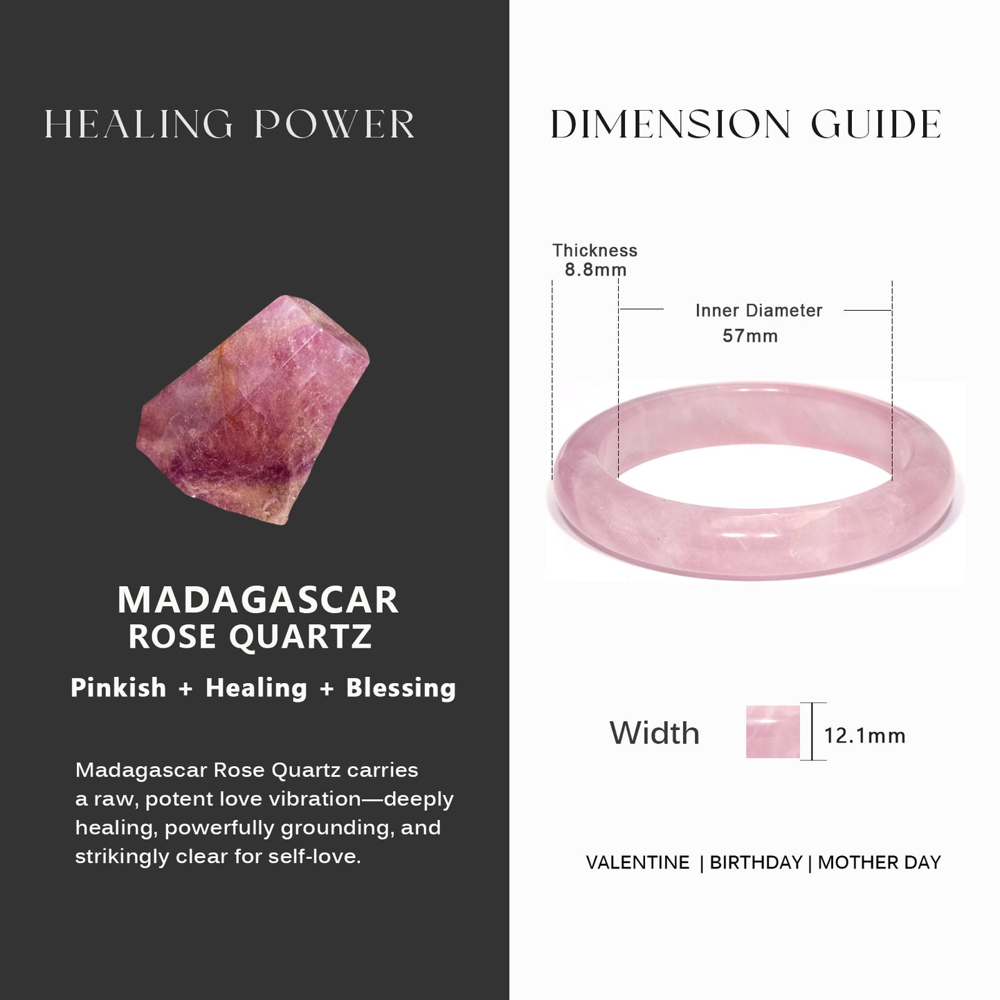 40  Madagascar Rose Quartz Bangle